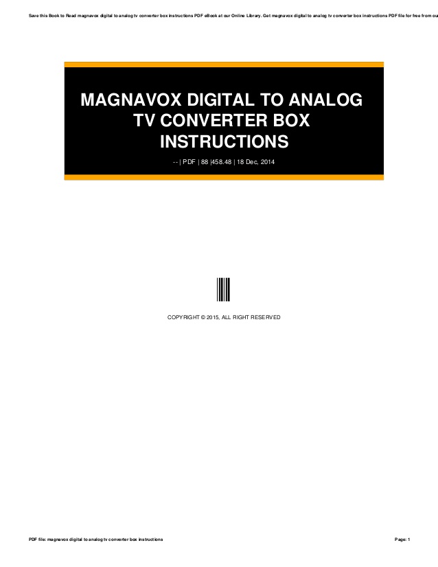 Magnavox Digital Converter Box User Manual